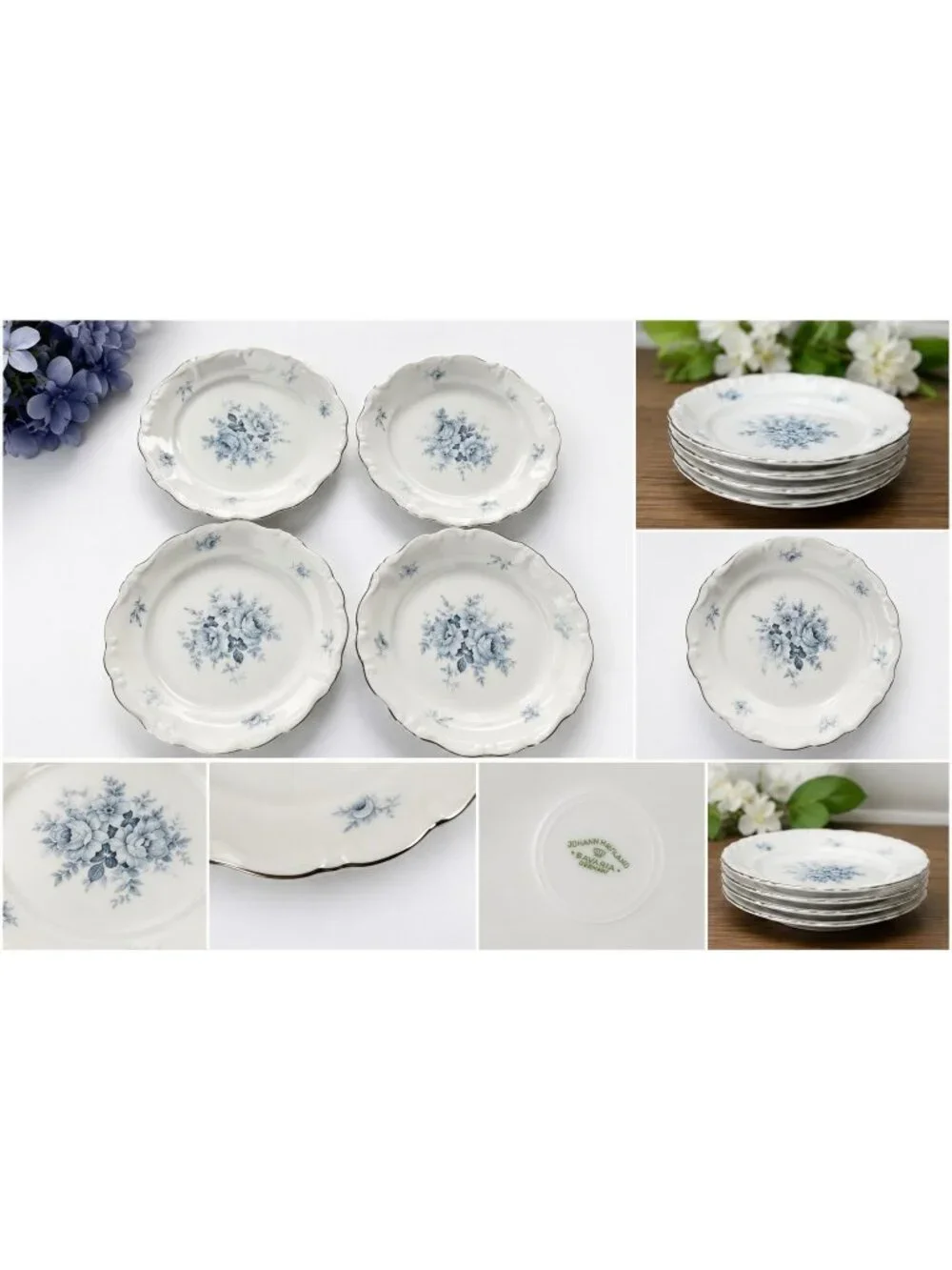 Set of 4 Johann Haviland Bavaria Blue Garland Bread Dessert Plates 6.5